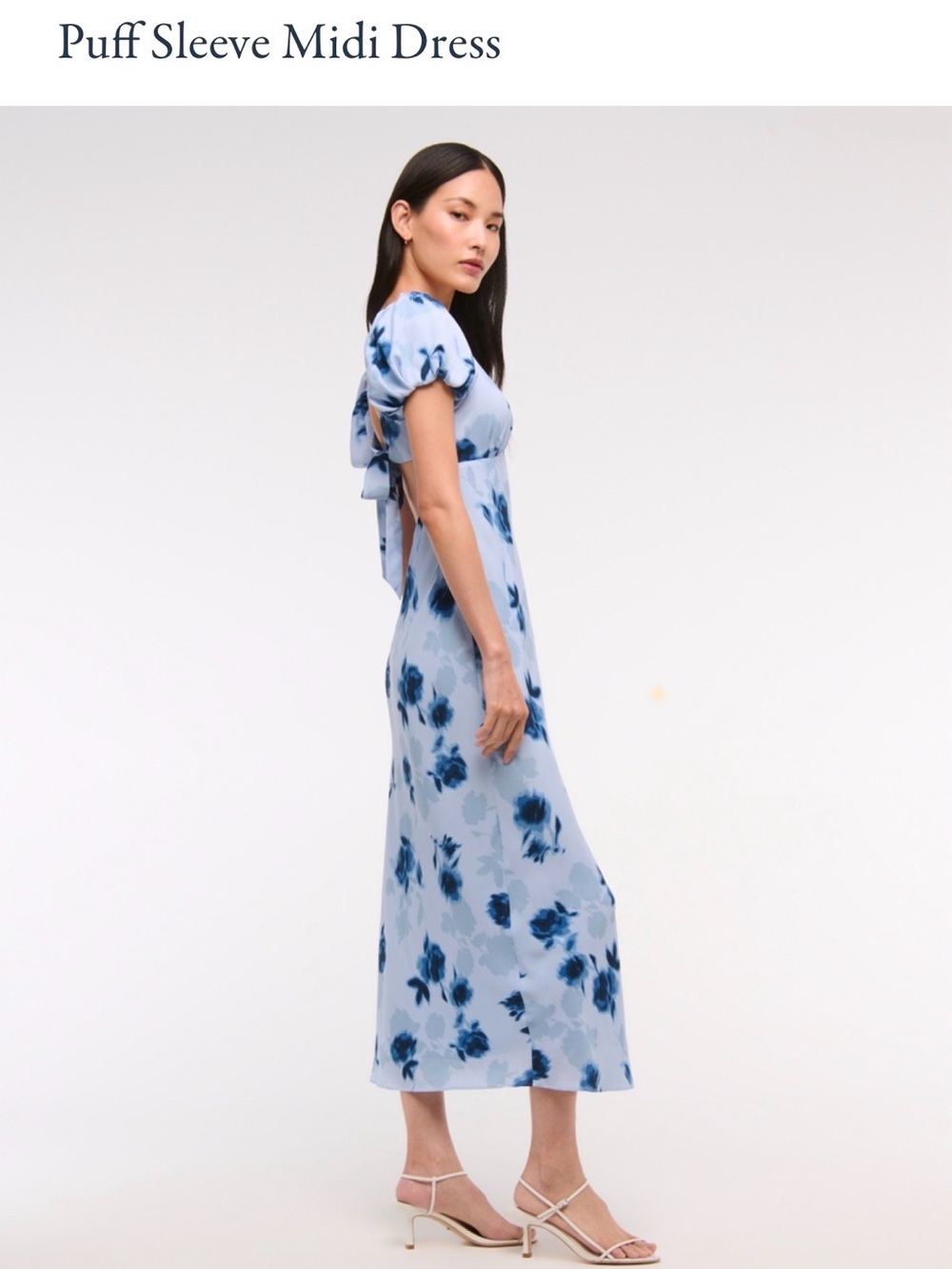 Abercrombie XS Lilac Blue Puff Sleeve Midi Dress - Picture 4 of 8